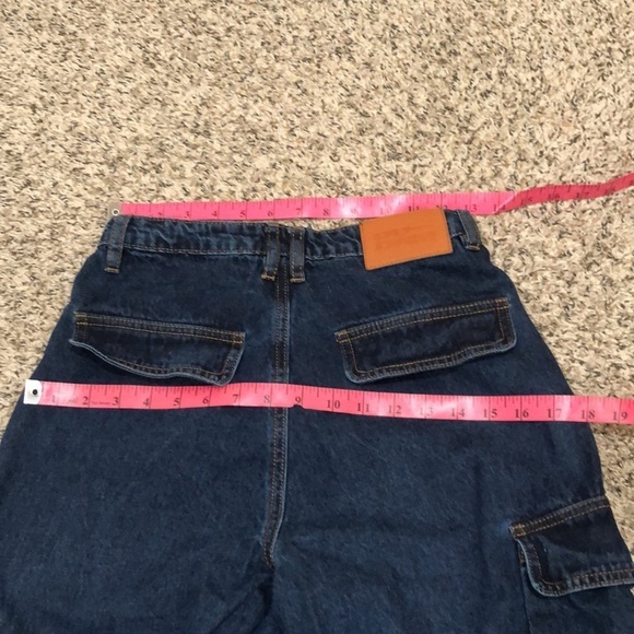 Princess Polly Wide Leg Cargo Jeans Size US 4 Dark Blue - Picture 5 of 11